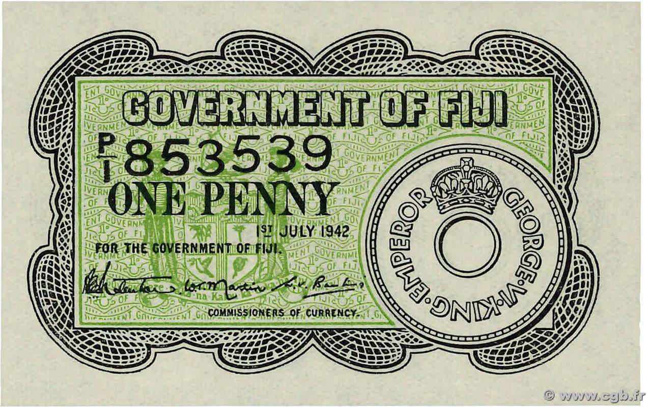 1 Penny FIDSCHIINSELN  1942 P.047a ST