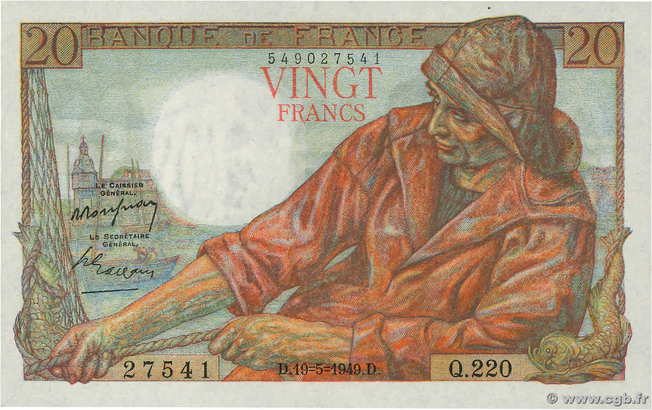20 Francs PÊCHEUR FRANCE  1949 F.13.15 pr.NEUF