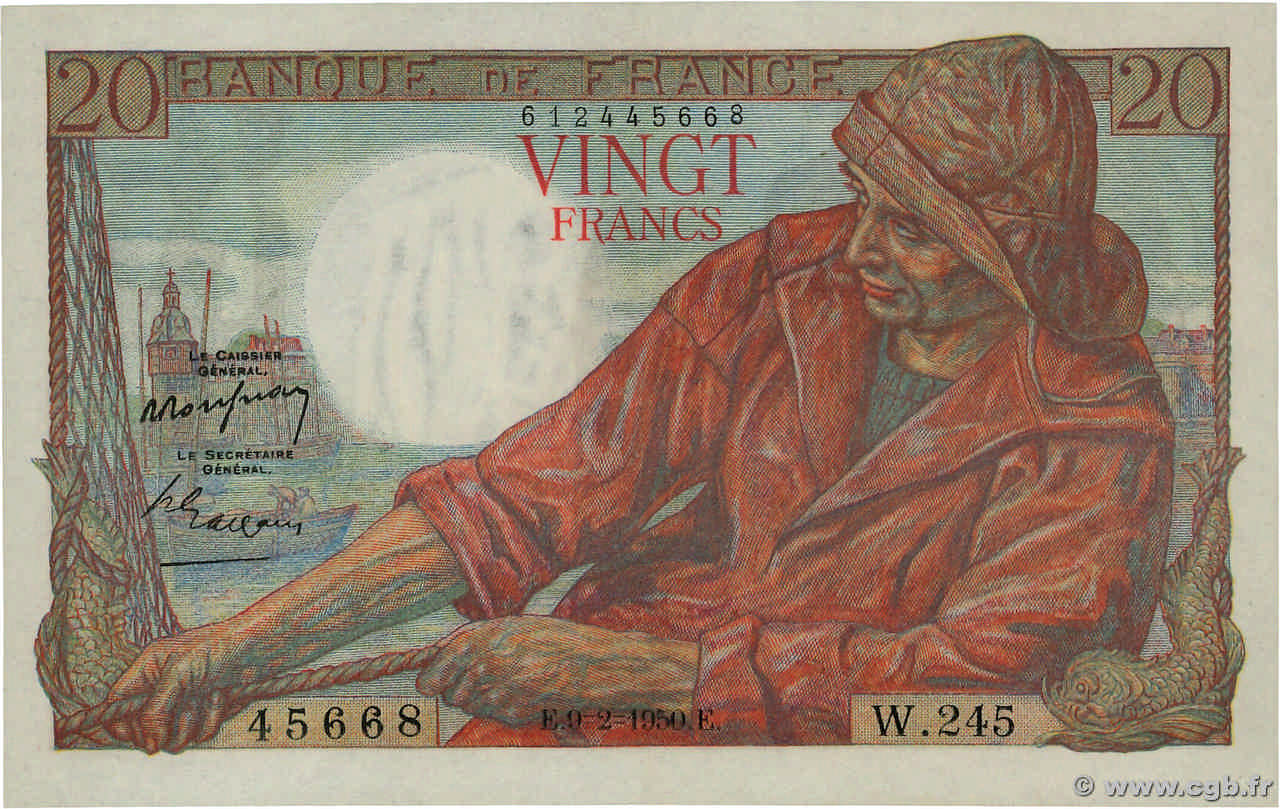 20 Francs PÊCHEUR FRANCE  1950 F.13.17 SPL