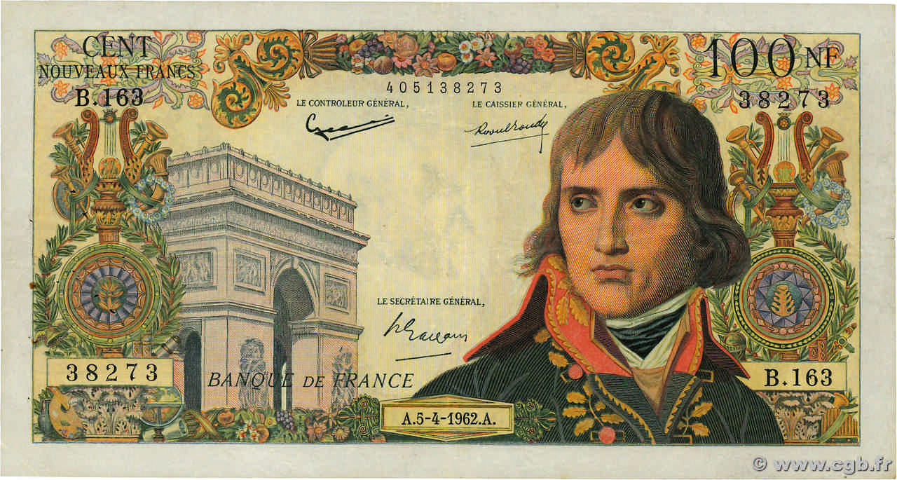 100 Nouveaux Francs BONAPARTE FRANCIA  1962 F.59.15 q.BB