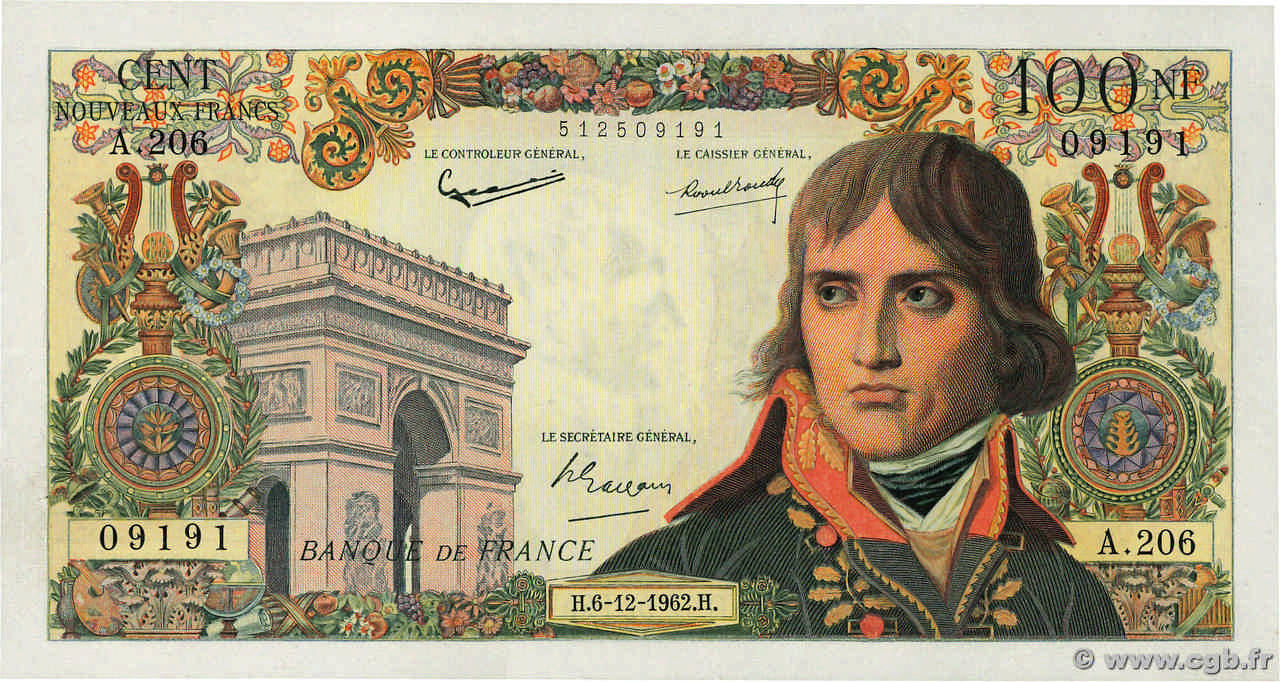100 Nouveaux Francs BONAPARTE FRANKREICH  1962 F.59.18 VZ