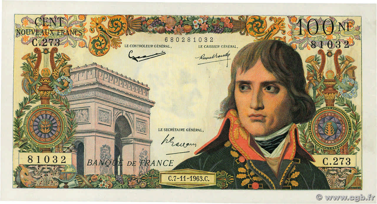 100 Nouveaux Francs BONAPARTE FRANCIA  1963 F.59.24 AU
