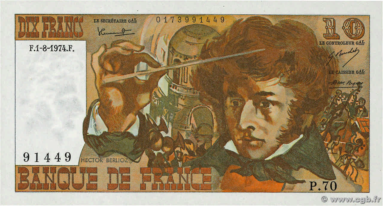 10 Francs BERLIOZ FRANCIA  1974 F.63.06 FDC