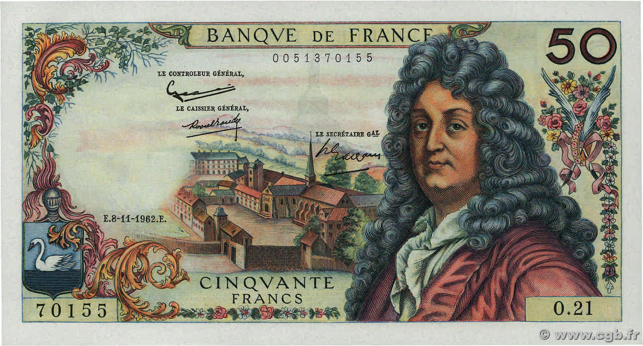 50 Francs RACINE FRANKREICH  1962 F.64.02 fST+