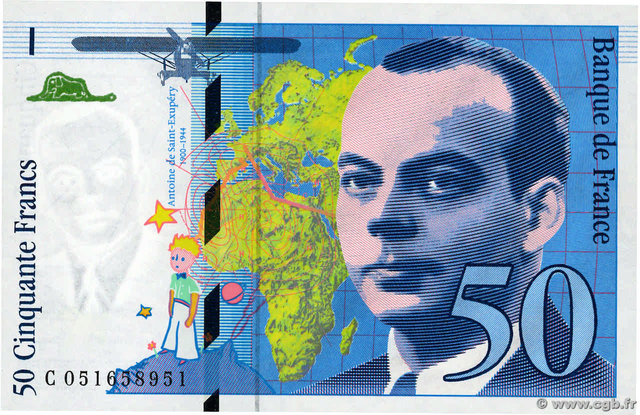 50 Francs SAINT-EXUPÉRY modifié FRANKREICH  1999 F.73.05 fST+