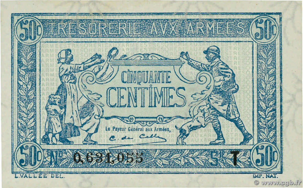 50 Centimes TRÉSORERIE AUX ARMÉES 1919 FRANKREICH  1919 VF.02.03 ST