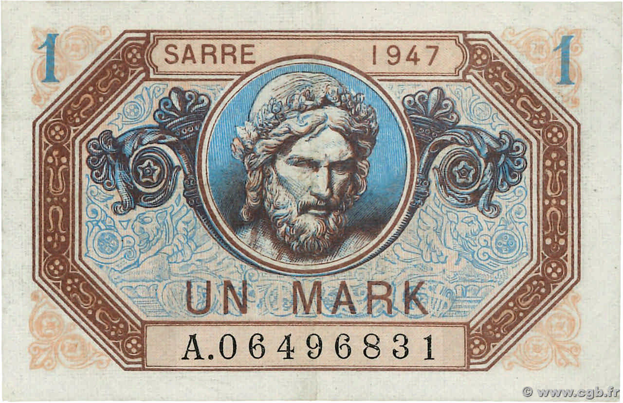 1 Mark SARRE FRANKREICH  1947 VF.44.01 SS