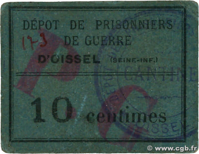 10 Centimes FRANCE Regionalismus und verschiedenen Oissel 1914 JP.76.193 VZ
