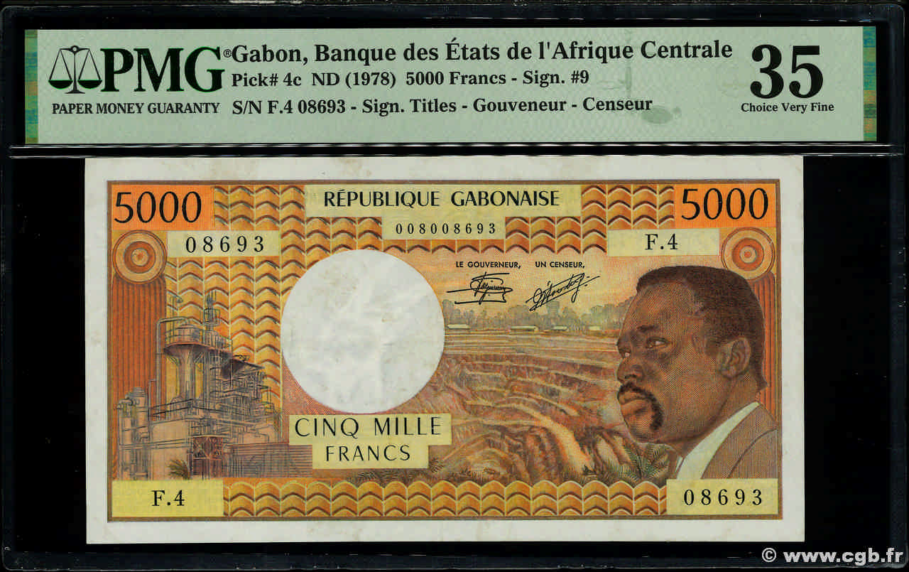 5000 Francs GABóN  1978 P.04c MBC+