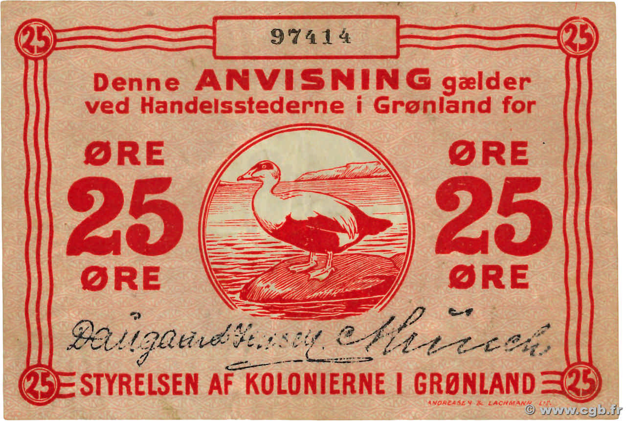 25 Ore GREENLAND  1913 P.11b F+
