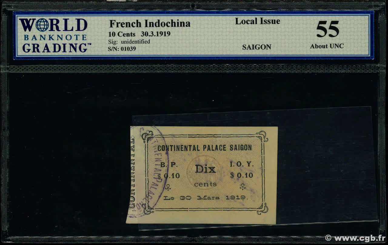 10 Cents INDOCINA FRANCESE Saïgon 1919  AU