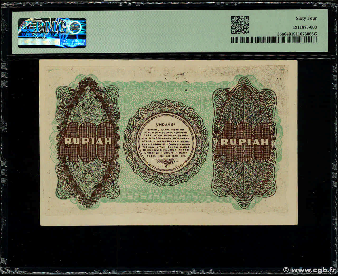 400 Rupiah INDONÉSIE 1948 P.035a 4600709 Billets