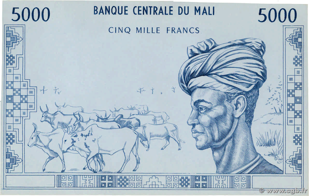 5000 Francs Épreuve MALI  1972 P.14E pr.NEUF