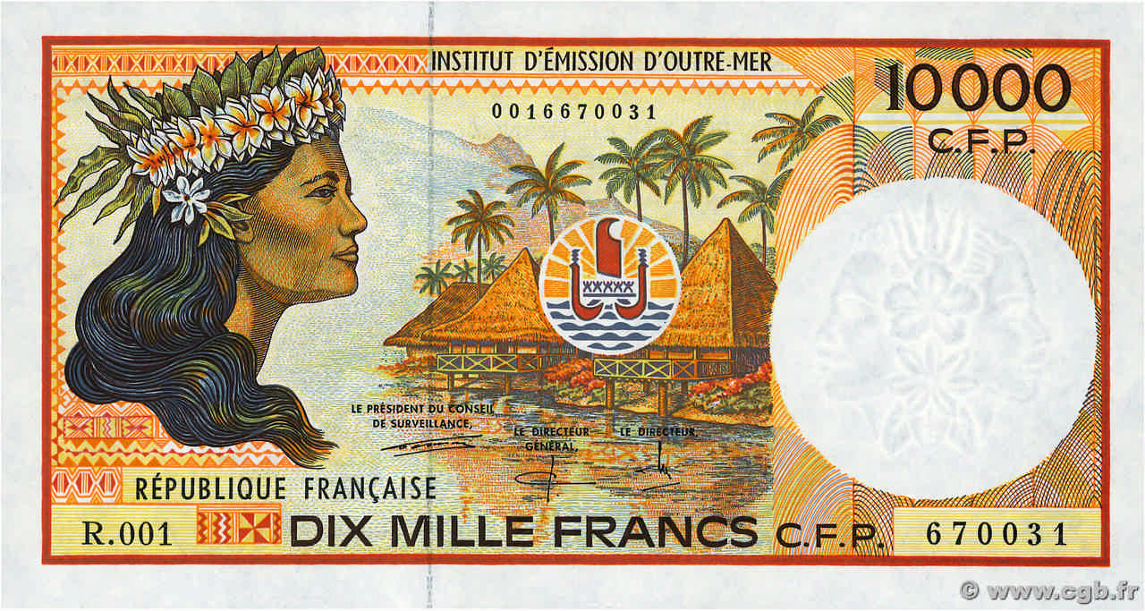 10000 Francs POLYNESIA, FRENCH OVERSEAS TERRITORIES  1995 P.04b UNC-