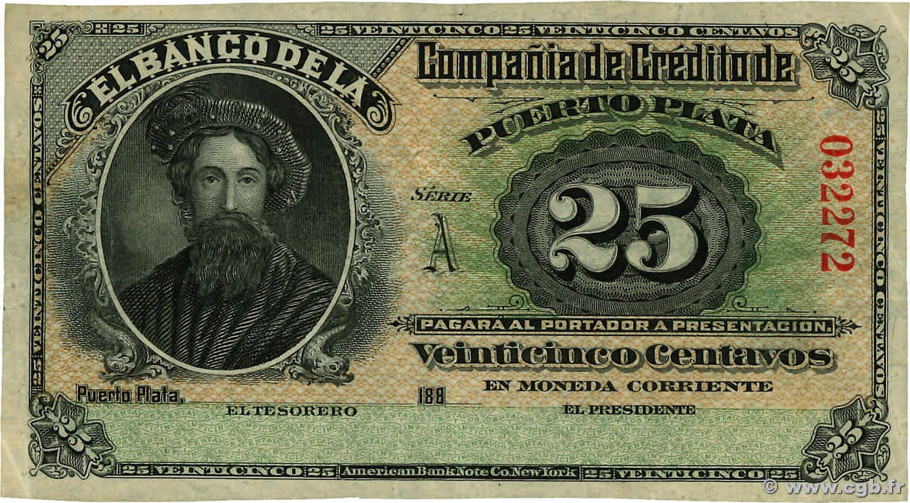 25 Centavos RÉPUBLIQUE DOMINICAINE  1880 PS.101r SS