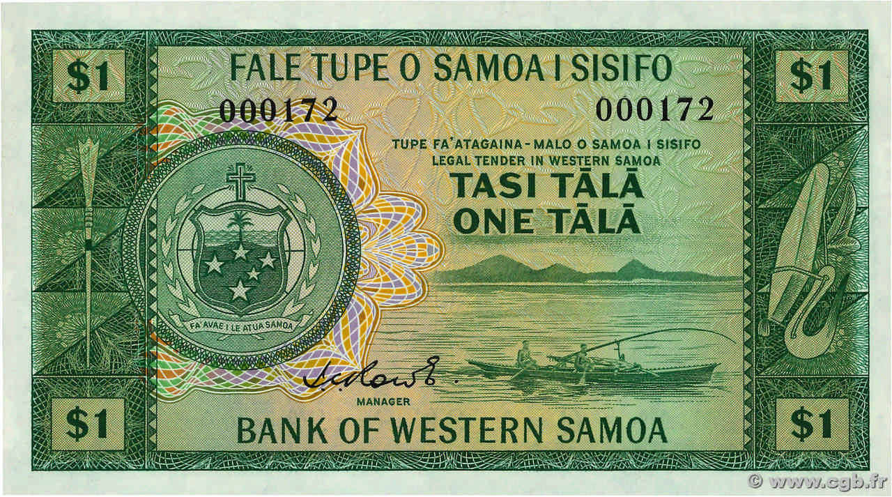 1 Tala Petit numéro SAMOA  1967 P.16a NEUF