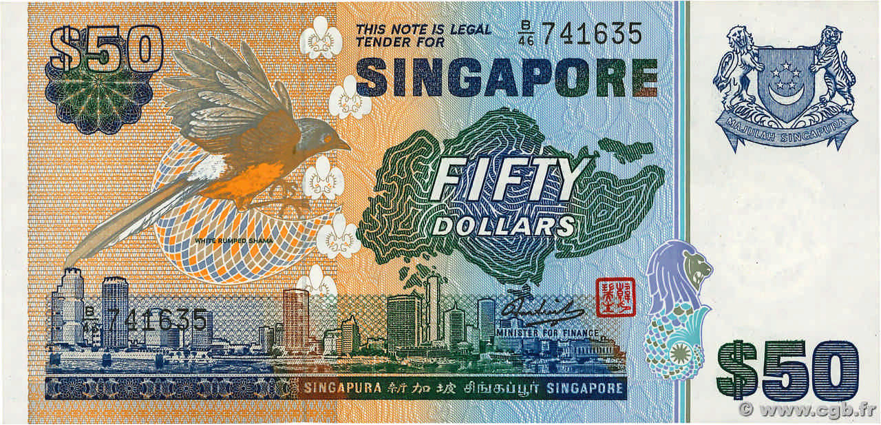 50 Dollars SINGAPORE  1976 P.13b SPL