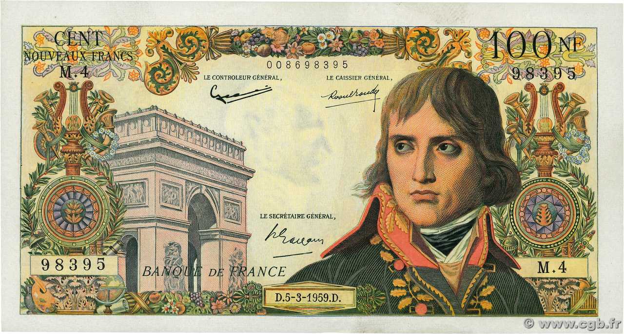 100 Nouveaux Francs BONAPARTE FRANCIA  1959 F.59.01 AU