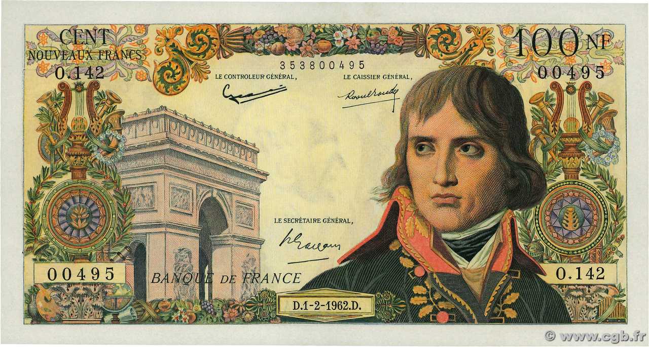 100 Nouveaux Francs BONAPARTE FRANCIA  1962 F.59.13 SPL+