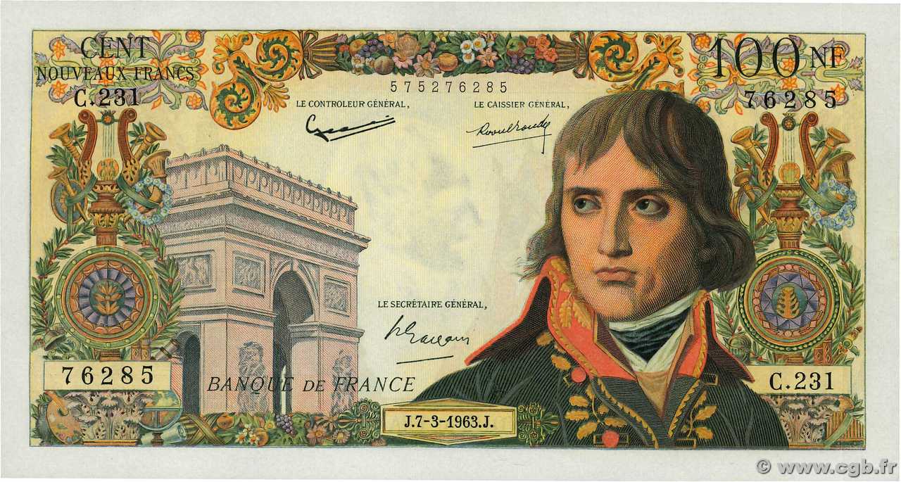 100 Nouveaux Francs BONAPARTE FRANCIA  1963 F.59.20 SPL+