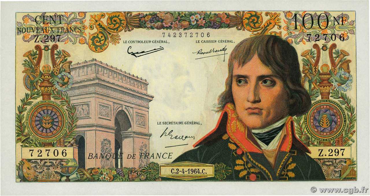 100 Nouveaux Francs BONAPARTE FRANCIA  1964 F.59.26 AU