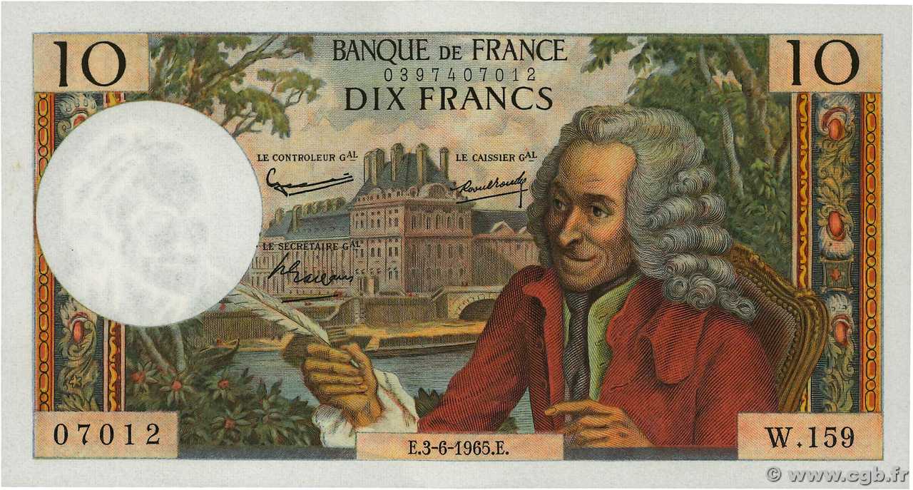 10 Francs VOLTAIRE FRANCE  1965 F.62.15 UNC