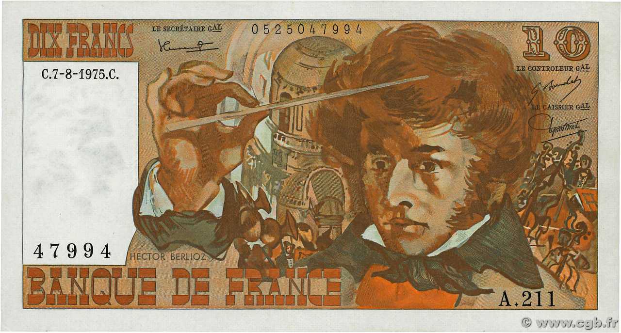 10 Francs BERLIOZ FRANCE  1975 F.63.12 XF+