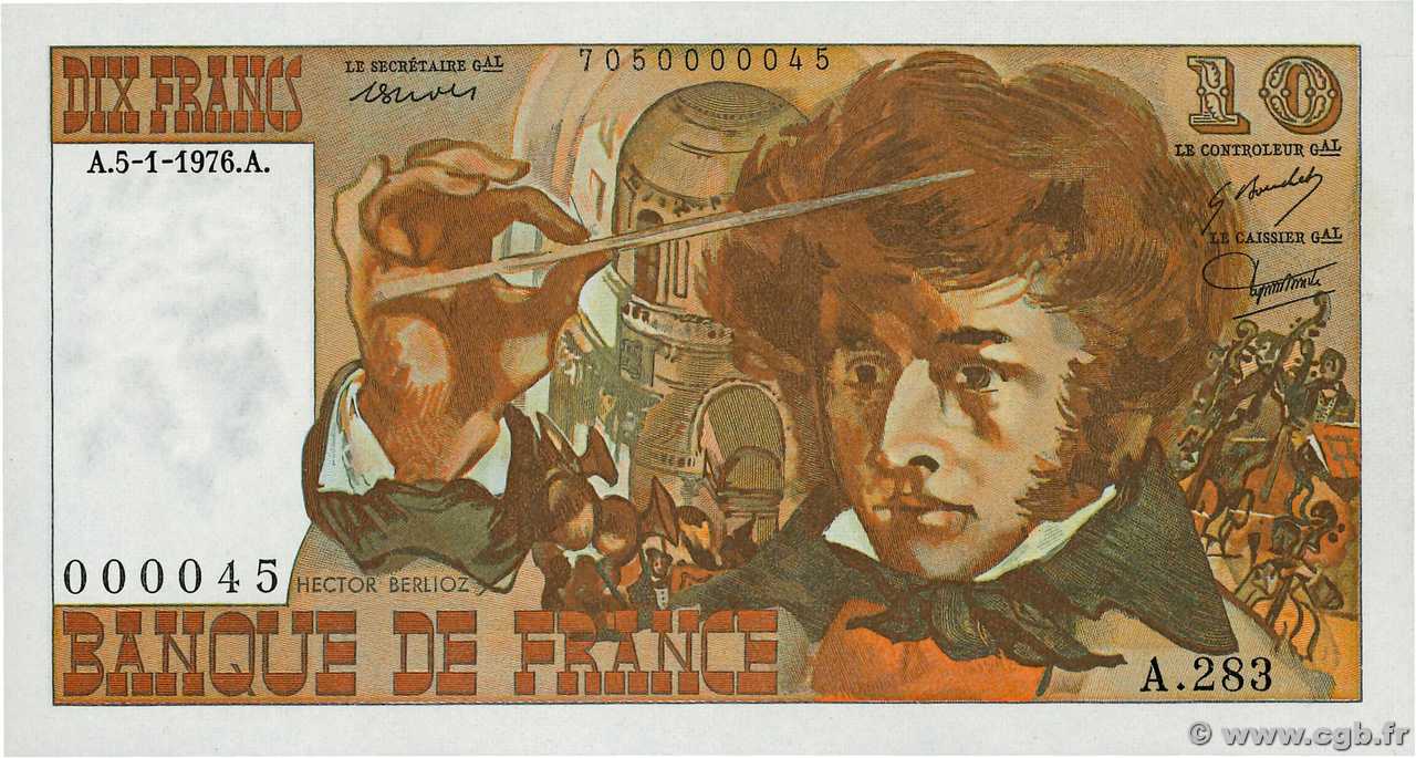 10 Francs BERLIOZ FRANCE  1976 F.63.17A283 UNC
