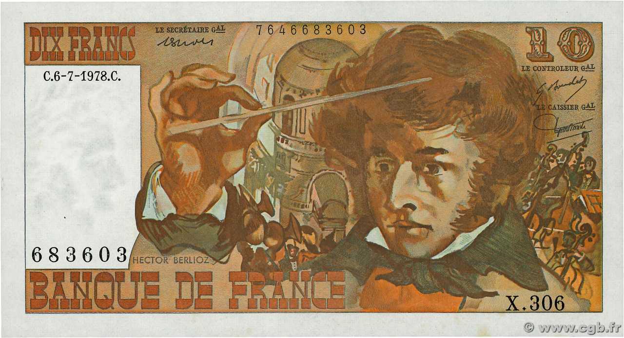 10 Francs BERLIOZ FRANCIA  1978 F.63.25 SPL+