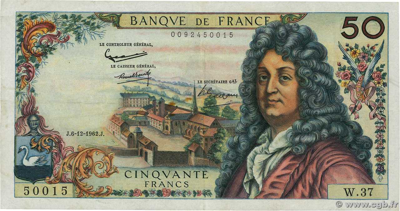 50 Francs RACINE FRANCIA  1962 F.64.03 MBC