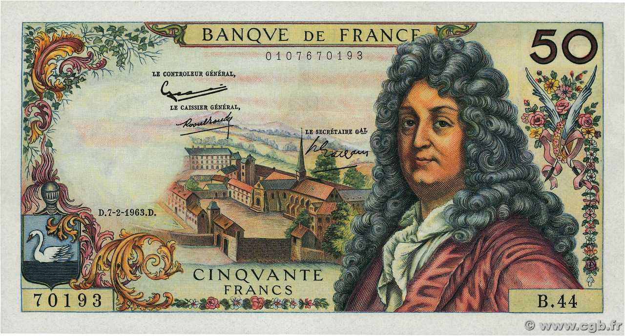 50 Francs RACINE FRANCE  1963 F.64.04 UNC