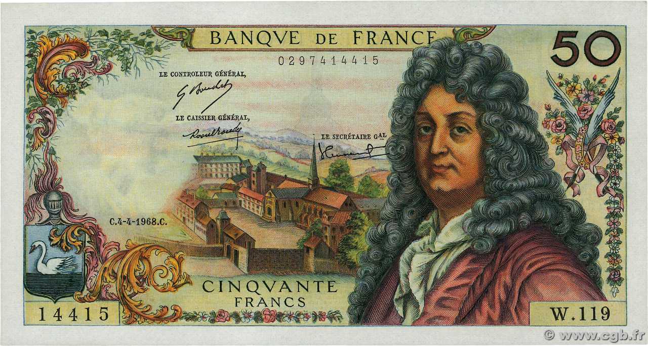 50 Francs RACINE FRANKREICH  1968 F.64.11 fST+