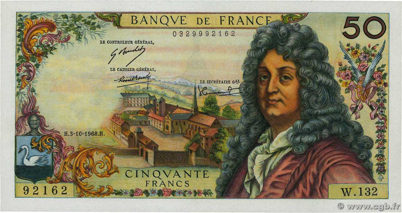 50 Francs RACINE FRANCIA  1968 F.64.12 EBC+