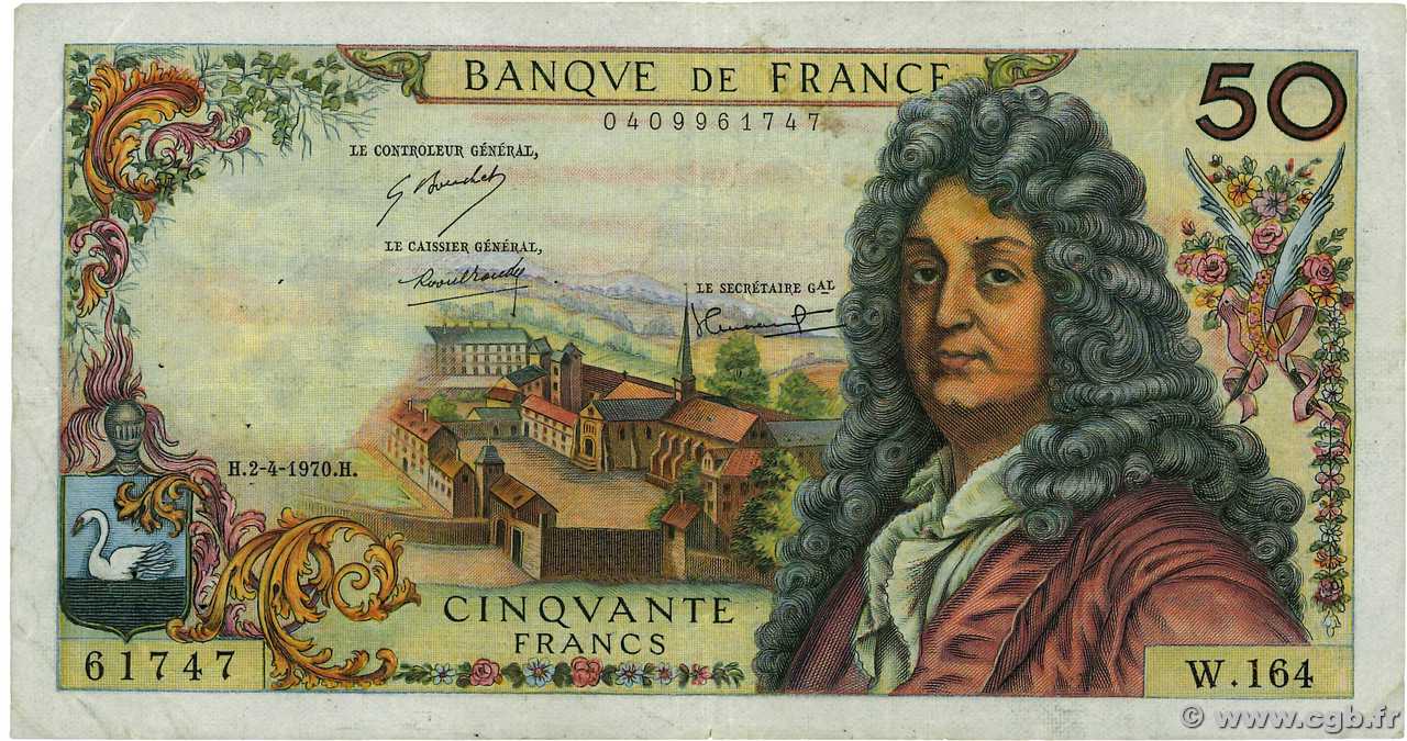 50 Francs RACINE FRANCIA  1970 F.64.16 BC+