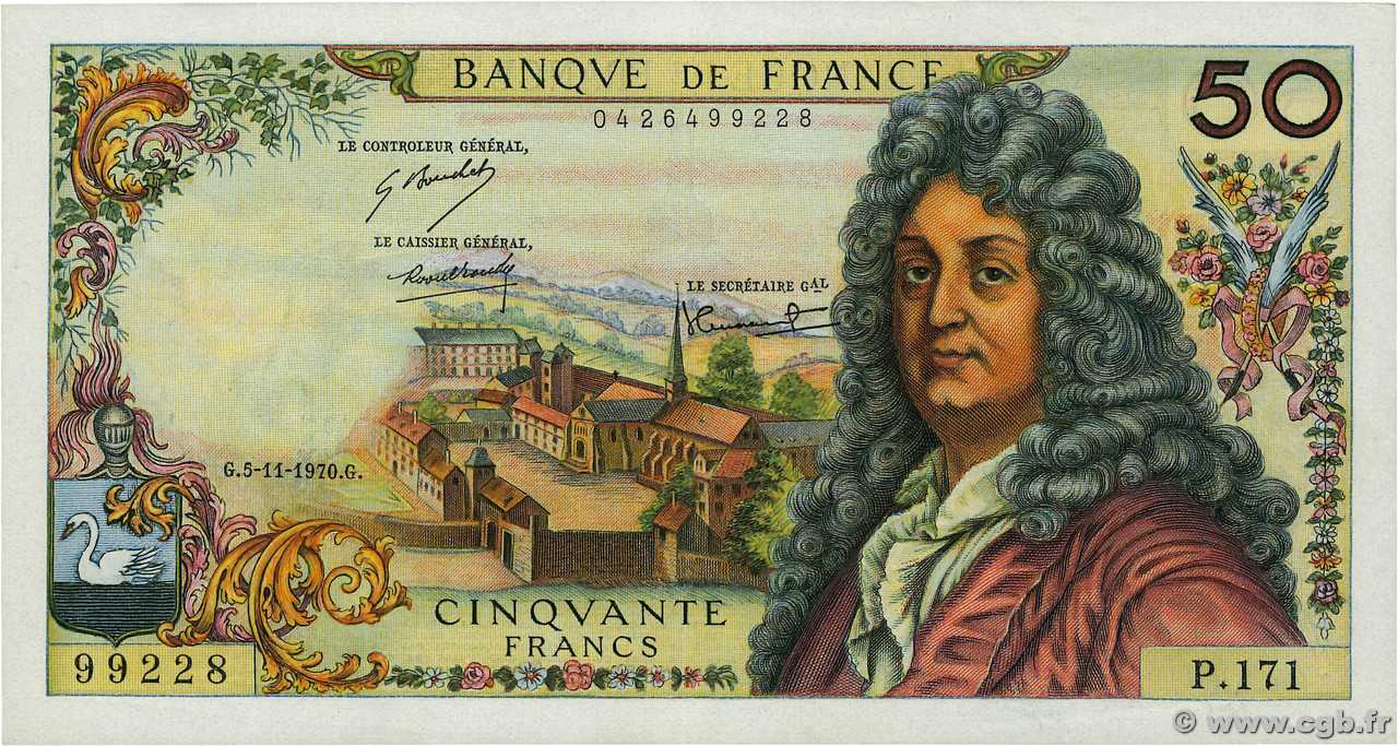 50 Francs RACINE FRANCIA  1970 F.64.17 SPL
