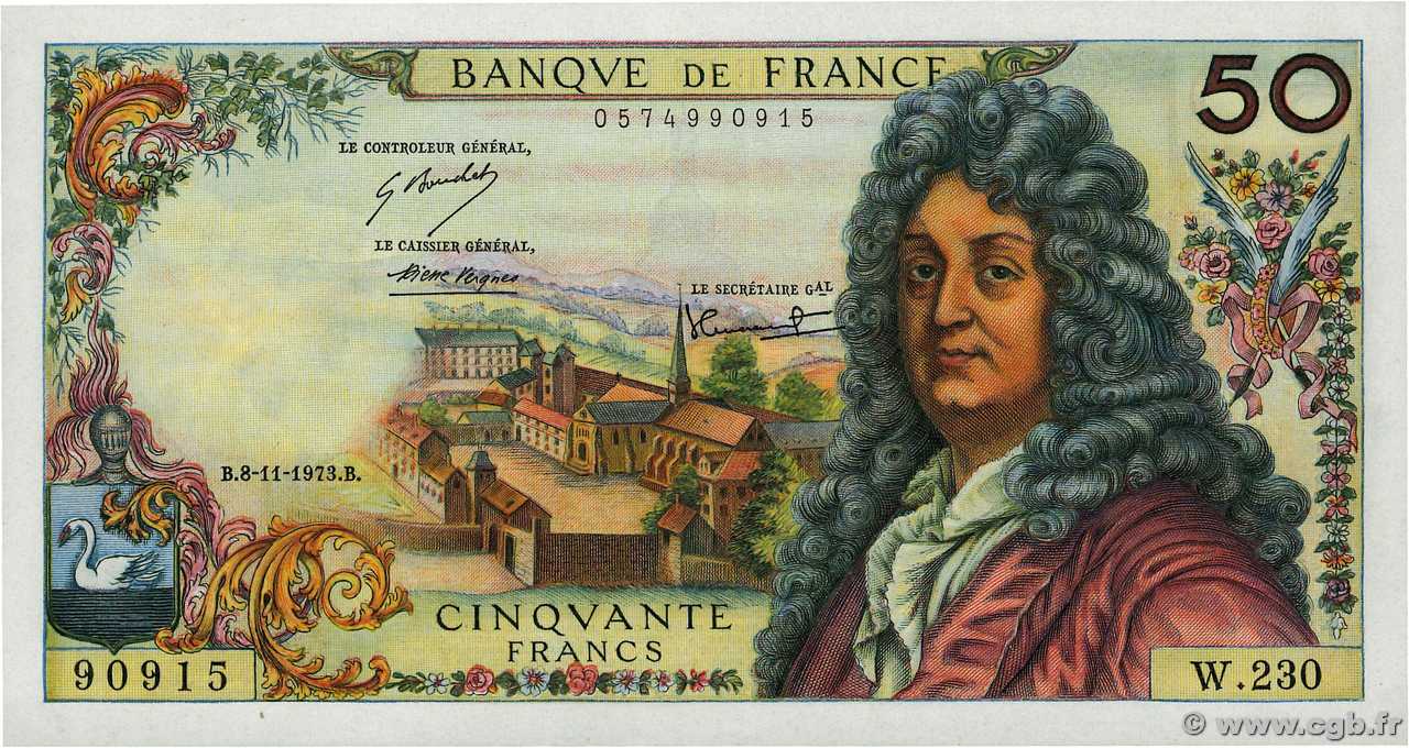 50 Francs RACINE FRANCIA  1973 F.64.25 AU