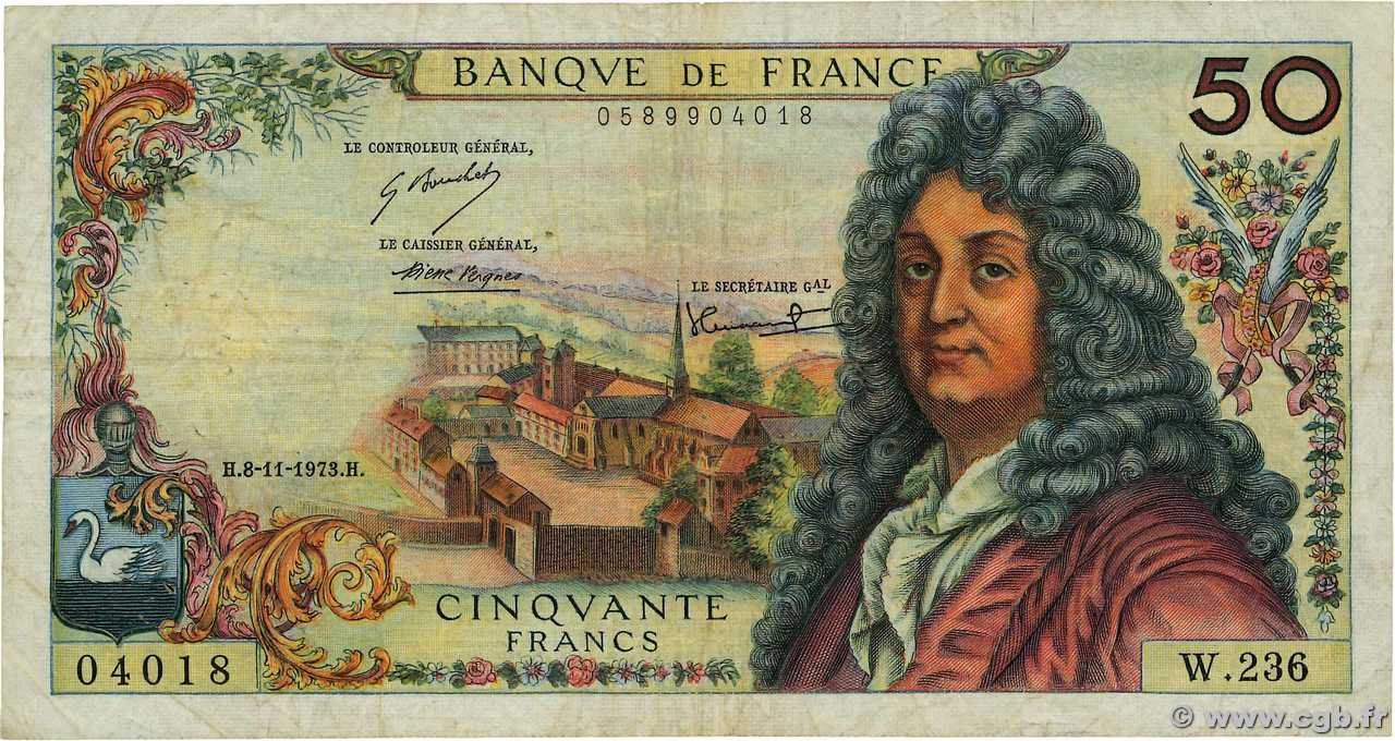 50 Francs RACINE FRANCIA  1973 F.64.25 BC