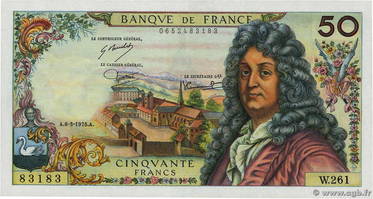 50 Francs RACINE Numéro spécial FRANCIA  1975 F.64.29 EBC+