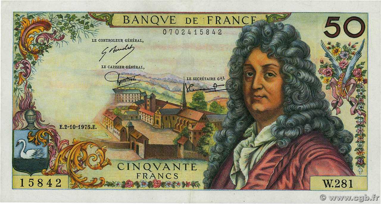 50 Francs RACINE FRANCIA  1975 F.64.31 EBC