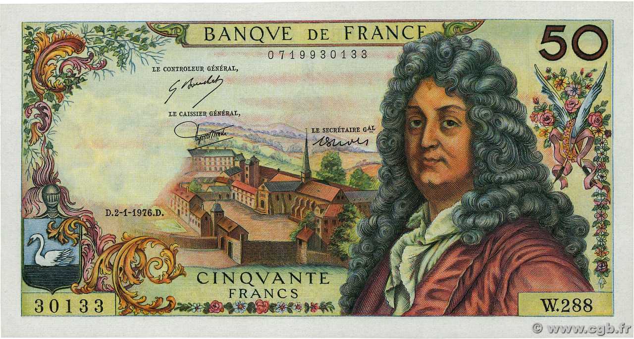 50 Francs RACINE FRANCIA  1976 F.64.32 q.AU