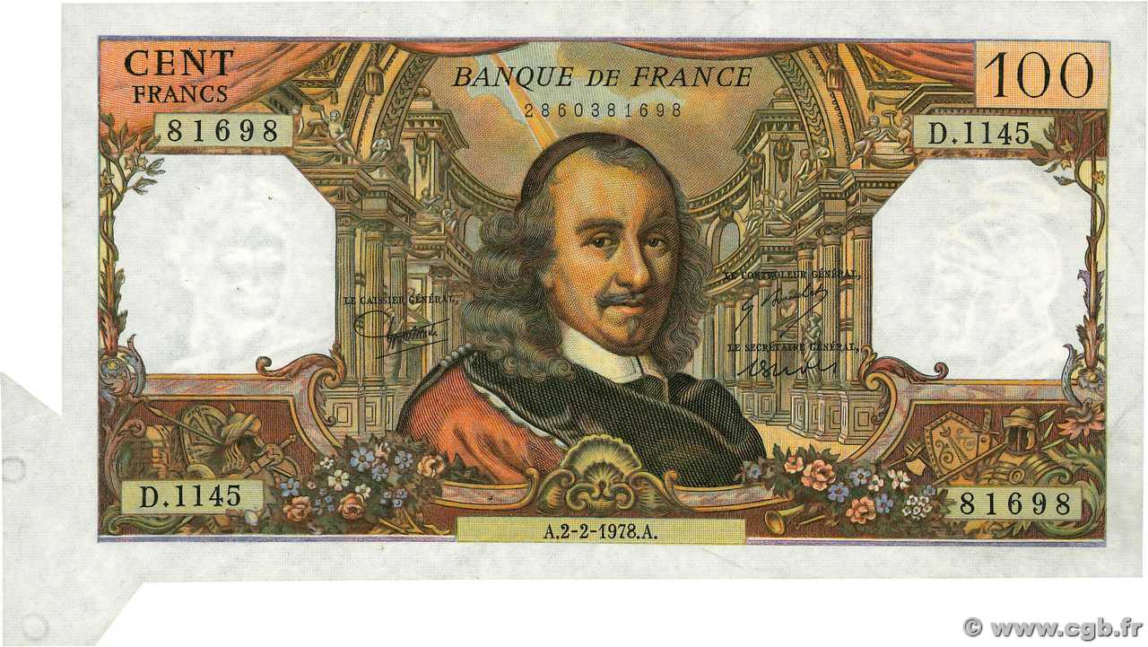 100 Francs CORNEILLE Fauté FRANCE  1978 F.65.61 SUP