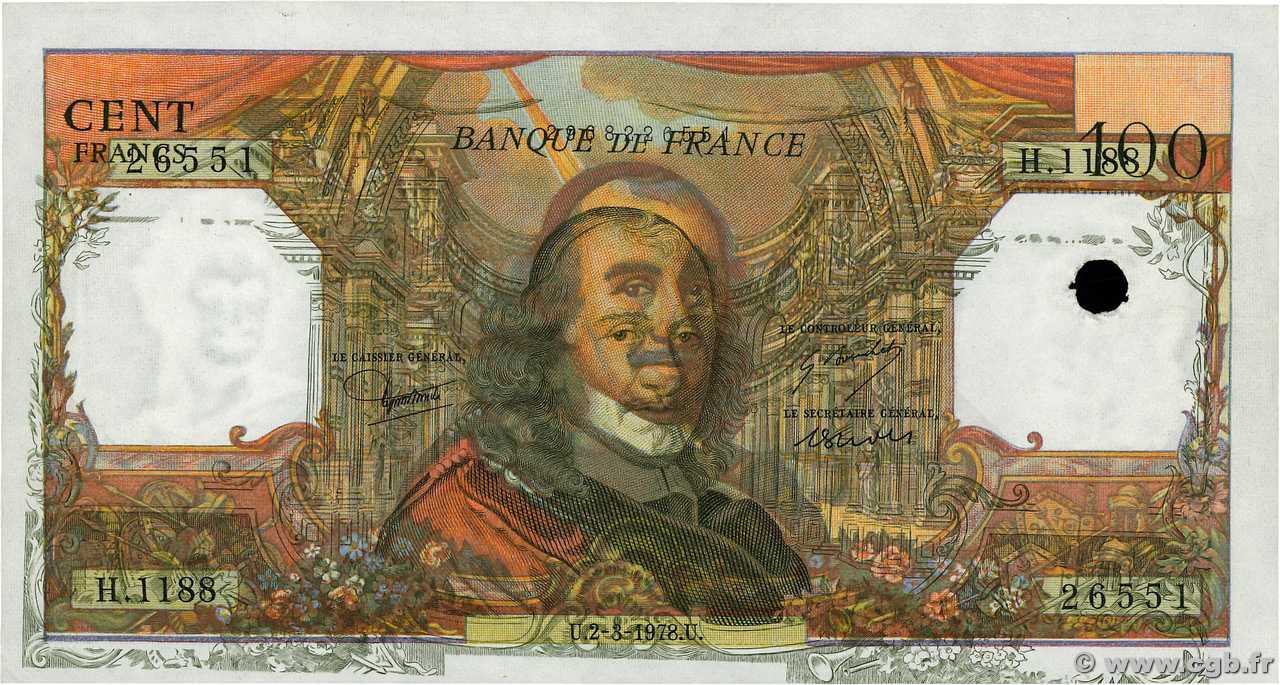 100 Francs CORNEILLE Fauté FRANCIA  1978 F.65.62 AU