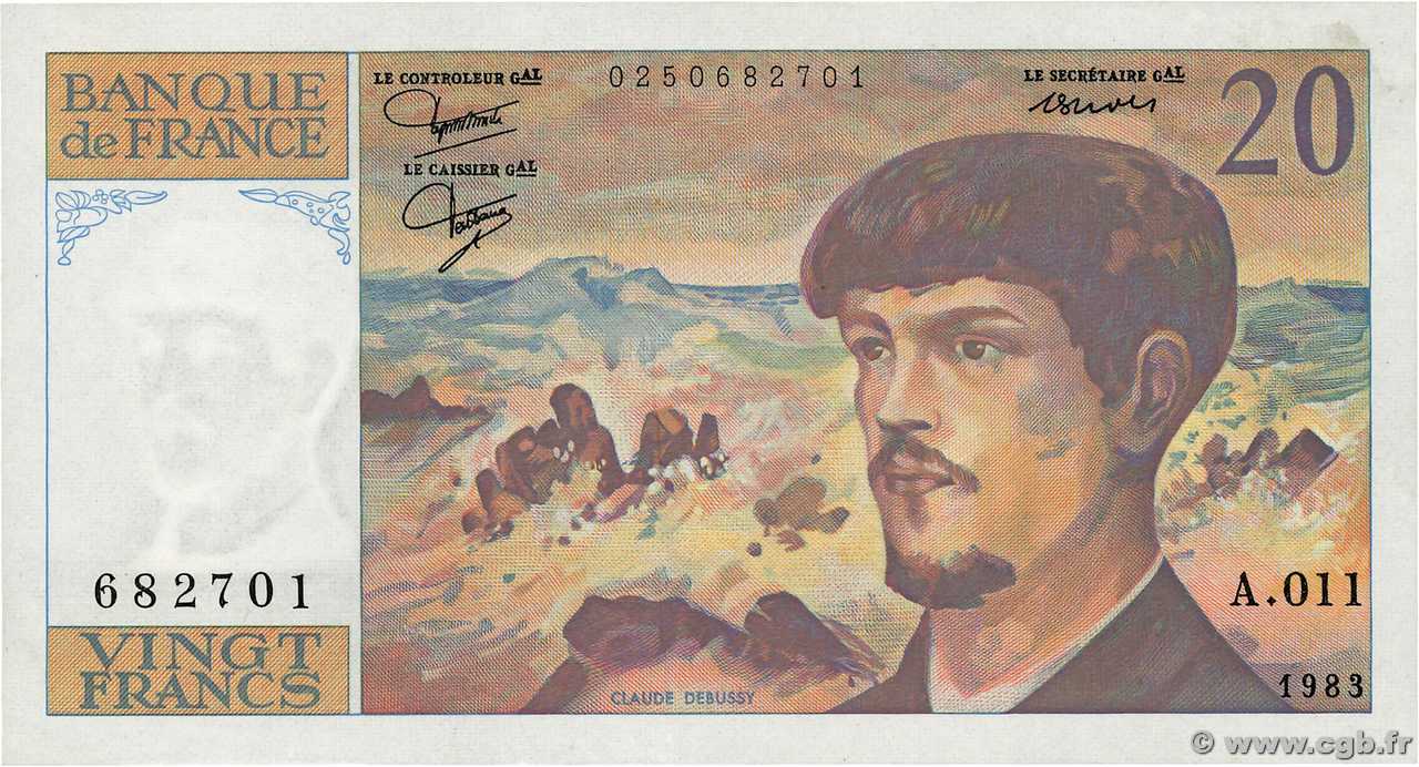 20 Francs DEBUSSY FRANCIA  1983 F.66.04A11 EBC+