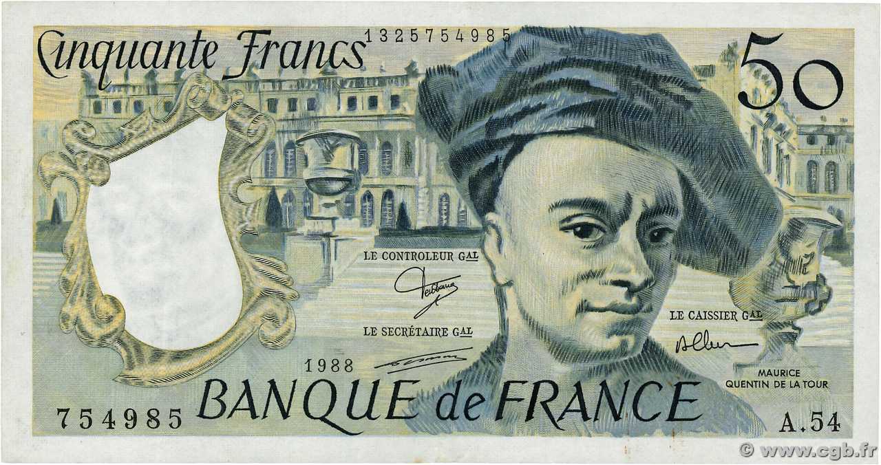 50 Francs QUENTIN DE LA TOUR FRANCIA  1988 F.67.14 EBC