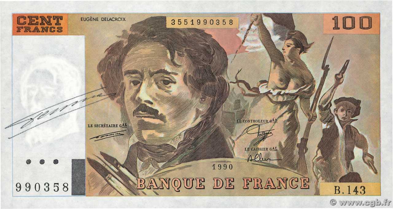 100 Francs DELACROIX imprimé en continu FRANCE  1990 F.69bis.01bB pr.NEUF