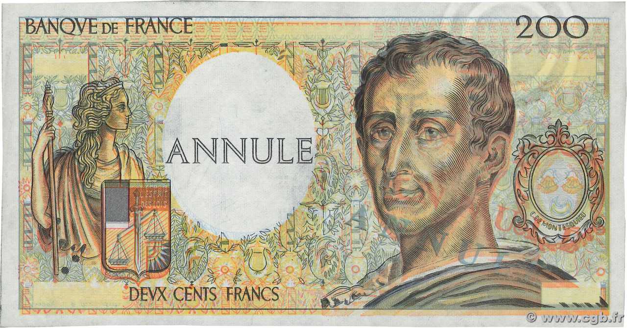 200 Francs MONTESQUIEU Épreuve FRANCIA  1981 F.70.00Ec AU