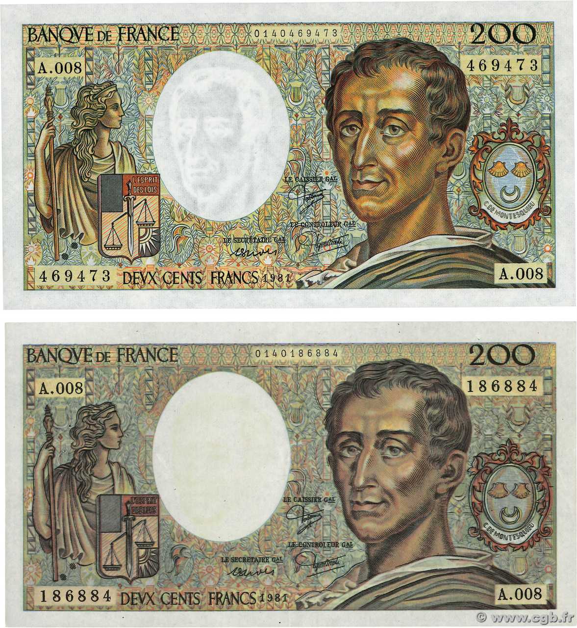 200 Francs MONTESQUIEU Faux FRANCIA  1981 F.70.01 q.FDC