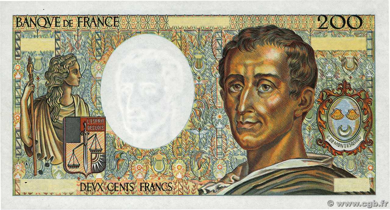 200 Francs MONTESQUIEU Fauté FRANCIA  1989 F.70.09 EBC+