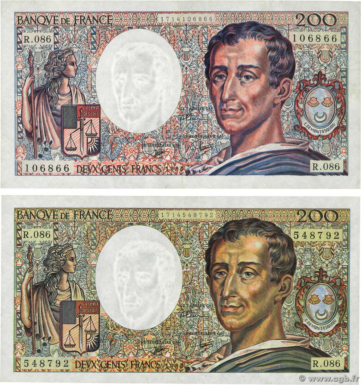 200 Francs MONTESQUIEU Fauté FRANKREICH  1990 F.70.10a VZ