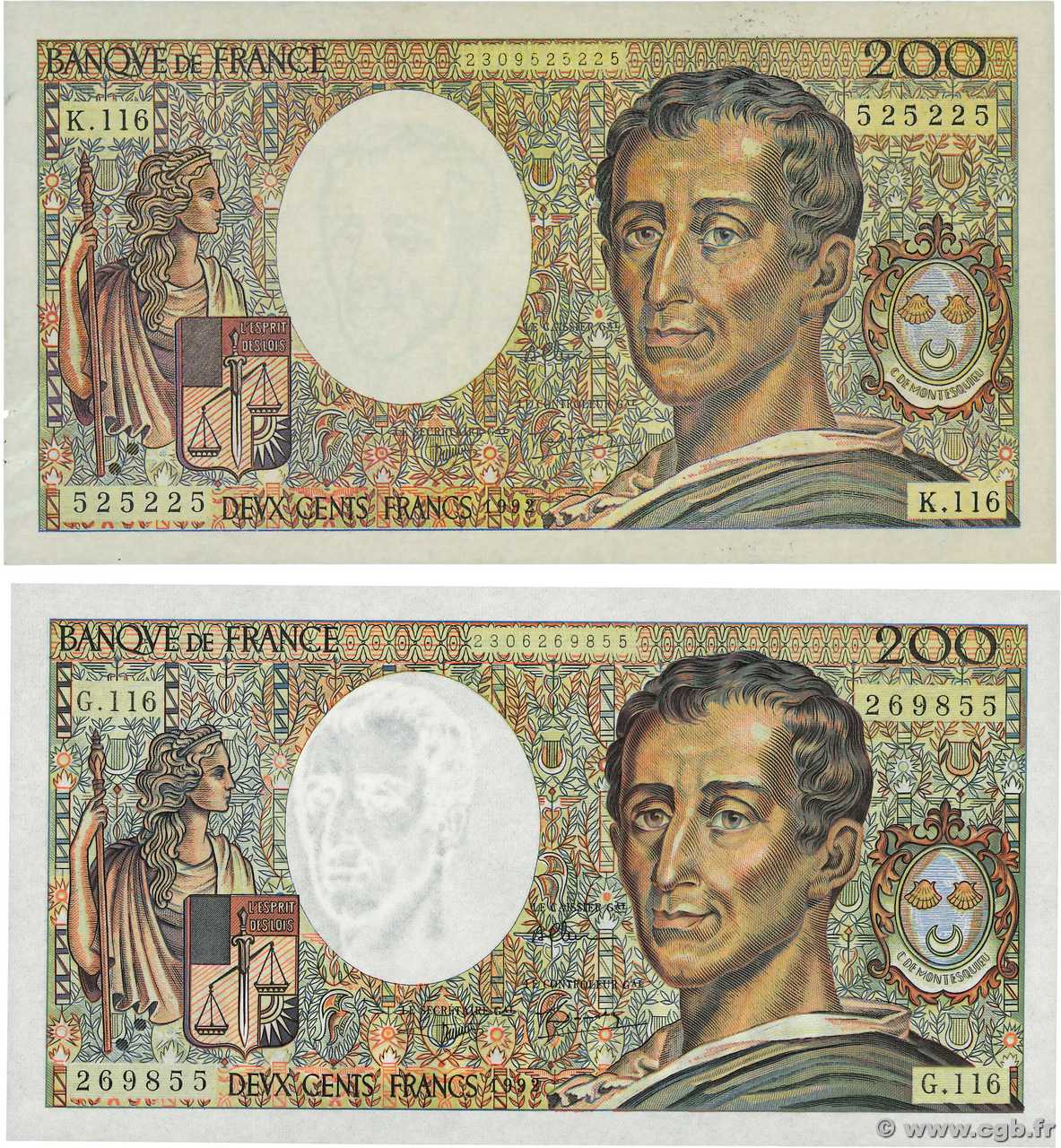 200 Francs MONTESQUIEU Faux FRANCIA  1992 F.70.12b AU
